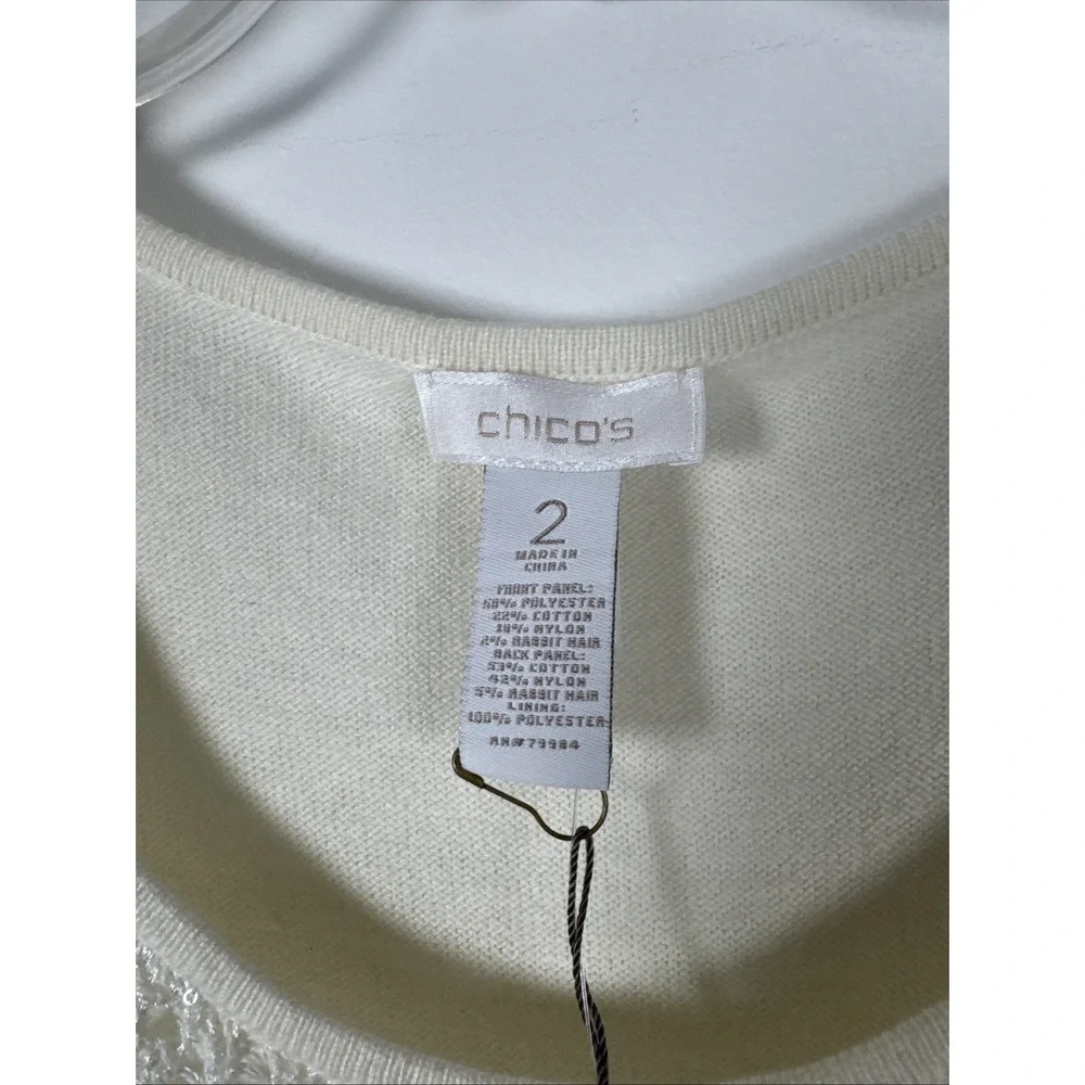 Chico's 2(L-12) Sylvia Sequin Tank Sweater Sleeveless Antique Ecru Tank Top
